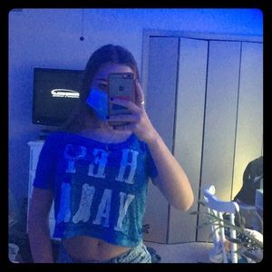 Ombré Blue n White Cropped Tee